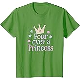 4th Birthday Girl Princess Four Age 4 Year Old Kids Party T-Shirt