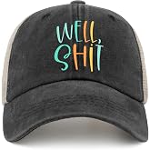 Funny Well Shit Retros Hats for Women Baseball Cap Low Profile Washed Running Hats Quick Dry