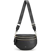 Kattee Crossbody Bag Bum Bags for Women, Leather Fanny Packs Belt Bag, Spacious Sling Purses for Women with RFID Blocking, Black