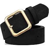 XZQTIVE Women’s Suede Belt for Jeans Pants Dresses Fashion Ladies Dark Brown Belt with Gold Buckle