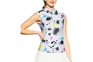 uideazone Womens Sleeveless Polo Golf Shirts 3D Print Moisture Wicking Polo Tennis Shirts Athletic Fit Tank Top