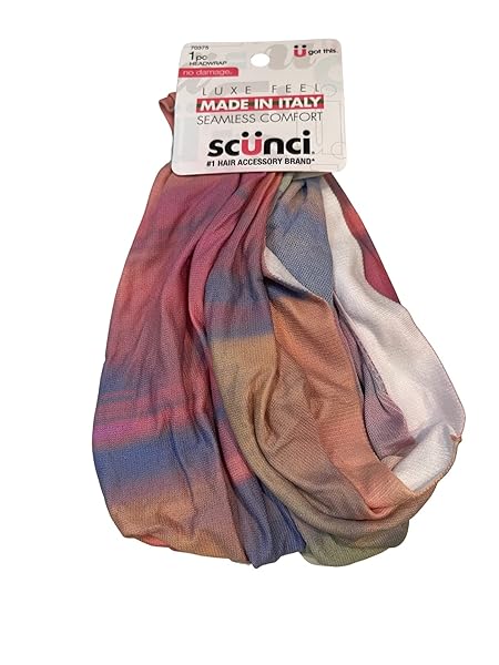 SCUNCI NO-DAMAGE LUXE FEEL MADE IN ITALY SEAMLESS COMFORT MULTI-COLORED HEADWRAP, 1-PIECE