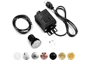 Garbage Disposal Air Switch Kit, Sink Top Waste Disposer Short Brushed Nickel Stainless Steel On/Off Push Button with Aluminum Alloy Power Module, Food Wasting Disposals Replacement Parts by CLEESINK