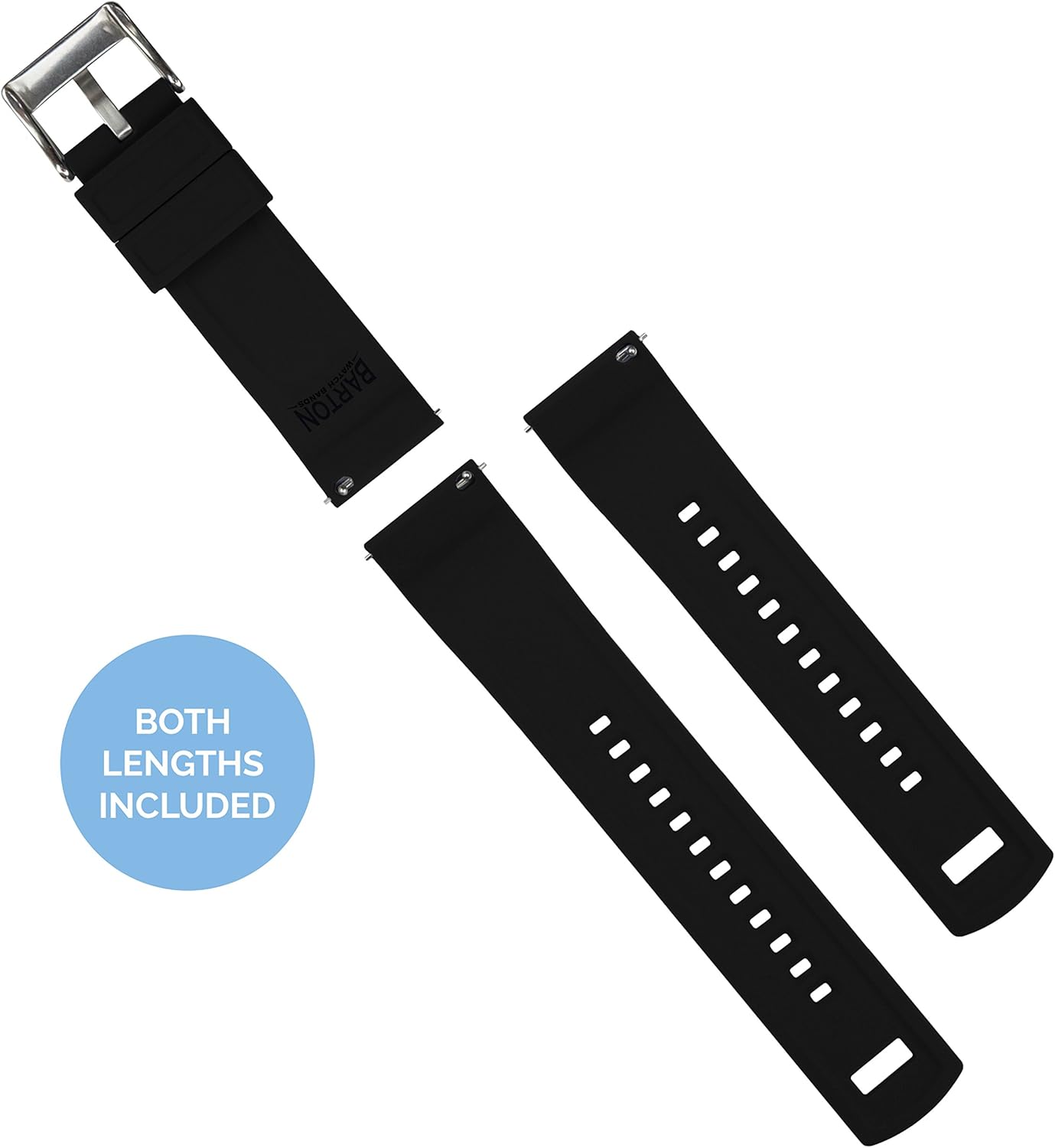 22mm Black - Barton Elite Silicone Watch Bands - Quick Release - Choose Strap Color & Width: Watches