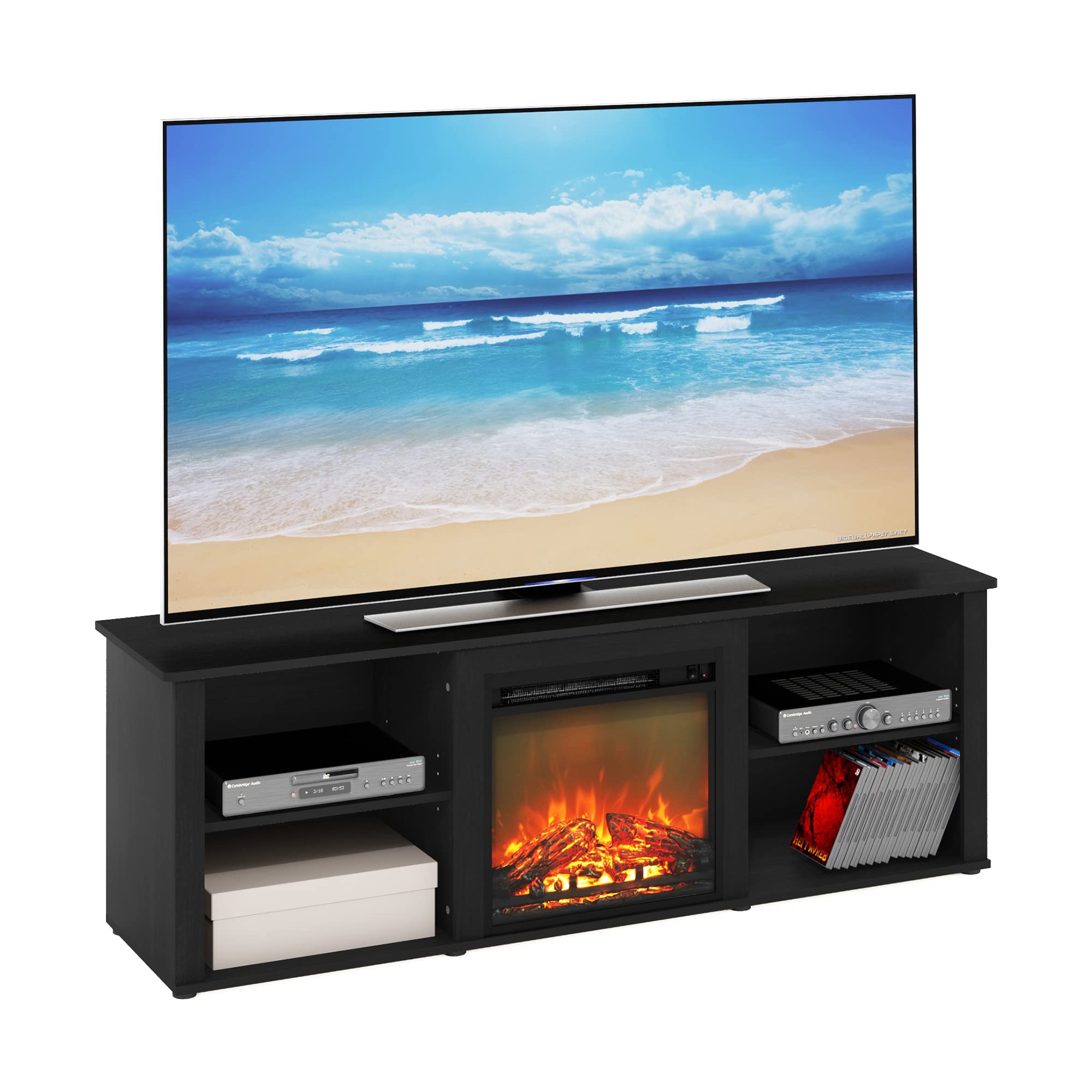 Photo 1 of Furinno Classic 70 Inch TV Stand with Fireplace, Americano