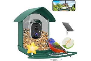 FAZOXO Bird Feeder with Camera,AI Identify Birds Species,2K FHD WiFi Outdoor Smart Bird Feeder Camera with Solar Powered,Real-Time Notice,Auto Record,IP65 Weatherproof Birds House with Cam,Ideal Gift for mom