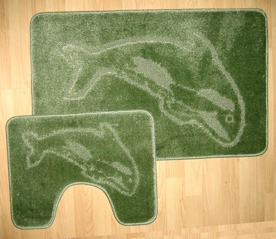 AHOC Salbei Grün Dolphin Badteppich rutschfeste & Standfuß, 2-teilig