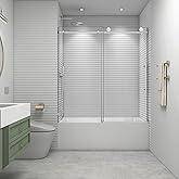 EPXMKX 56"-60" W x 63" H Bathtub Soft Closing Sliding Shower Door,Water Repellent Frameless Tub Shower Door with 5/16" (8mm) 