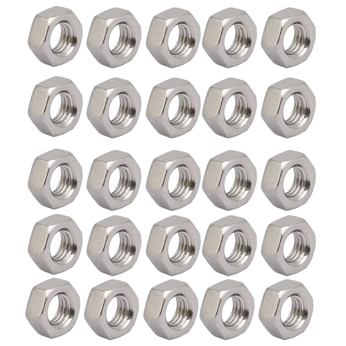 Sourcingmap 25pcs M5 x 0.8mm Pitch Metric Thread 201 Stainless Steel Left Hand Hex Nuts