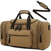 Outplea 35-40L Expandable Canvas Travel Duffle Bag for Men, Vintage Overnight Weekender Bag with Multi-pocket, Khaki