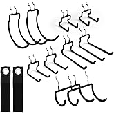 ELEAD 12-Piece Pegboard Hooks with Extension Straps, Heavy Duty Organizer Pegboard Accessories Fit for 1/4" Pegboard, Peg Board Tool Utility Hangers for Power Tool, Drill, Bag, Cord