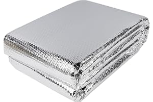 winemana Window Insulation Roll, 48IN x 15FT Reflective Heat Shield Bubble Film, Double-Sided Aluminum Foil Insulation, Weatherproof Garage Door Cover for Windows, RV, Basement, Winter & Summer