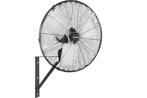 KEN BROWN 20 Inch Industrial Oscillating Wall Mount Fan 5500CFM,Heavy Duty,High Velocity,3- Speed,Black