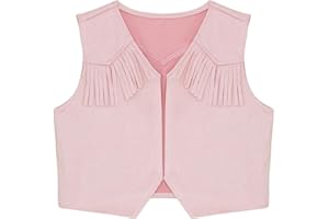 Nikiikoo Kids Boys Western Cowboy Vest Suede Tassel Jacket Outerwear Top Halloween Party Fancy Outfits