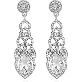 TRWWELL Vintage Rhinestone Wedding Bridal Teardrop Dangle Earrings Fancy Crystal Chandelier Drop Earrings for Women Brides