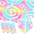 CMUSKO Tie Dye Birthday Party Decorations,3 Pcs Colorful Birthday Party Supplies Rectangle Tablecloth,Rainbow Birthday Decorations Table Cover for Baby Shower Birthday Picnic Party, 108 x 180 cm