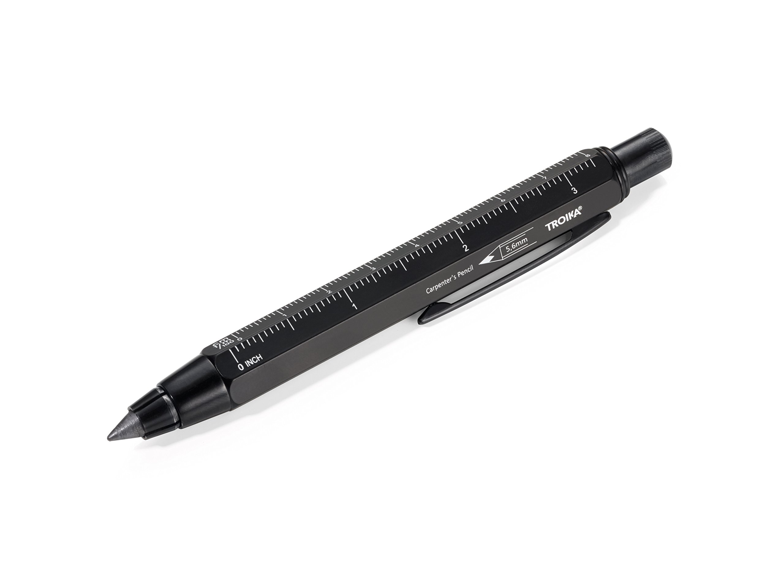Troika "Zimmermann 5,6" Carpenter's Mechanical Pencil with Ruler and Integrated Sharpener - Black