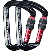 SEPEAK UIAA 30kN Locking Climbing Carabiner, Professional Heavy Duty Screwgate Clip for Outdoor Climbing, Mountaineering, Rappelling, Camping, Hiking, Swing,Large D Carabiner Hook/6744lb