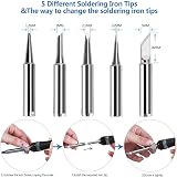 Tabiger 60W Soldering Iron Kit 220V Adjustable Temp 200-450℃ 5 Tips view 5