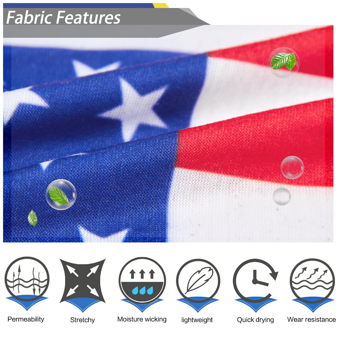 TUONROAD Multifunktionstuch Bandana Tuch Usa Flagge Multifunktions Magic Elastische Outdoor AktivitäTen Hilltop Schlauchtuch Headband Kopfband Herren