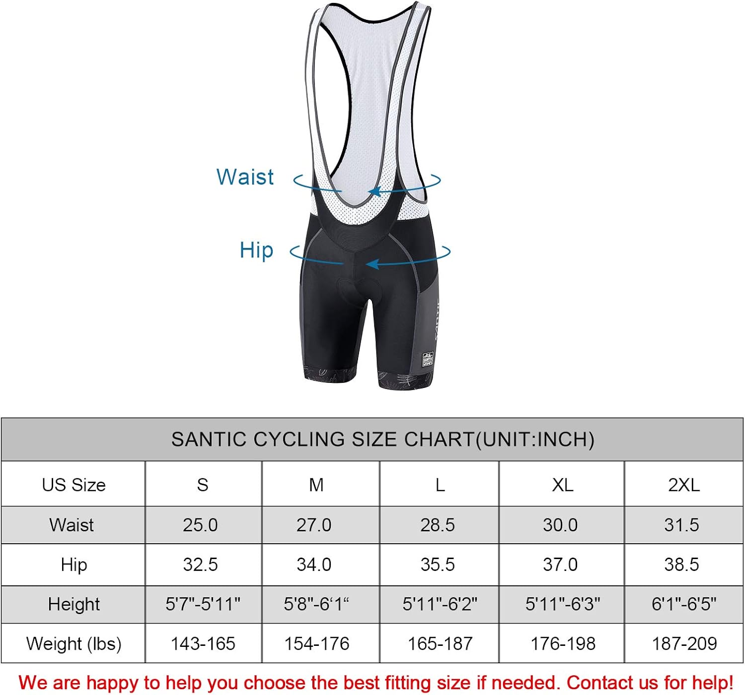 Santic Cycling Bike Bib Shorts Men Padded Tights Bicycle Pants Excellent Performance Black: Clothing