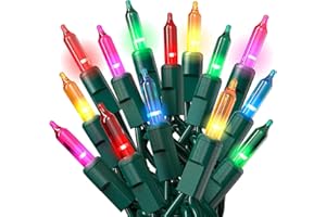 PREXTEX Christmas String Lights with Green Wire - 100 Count, 20 Ft Multicolored Christmas Tree Lights for Xmas Decorations Indoor and Outdoor - Incandescent String Light for Patios, Fences, Holidays