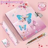 GINMLYDA Secret Diary for Girls 6Pcs Stationery Set Butterfly Diary Lock view 4