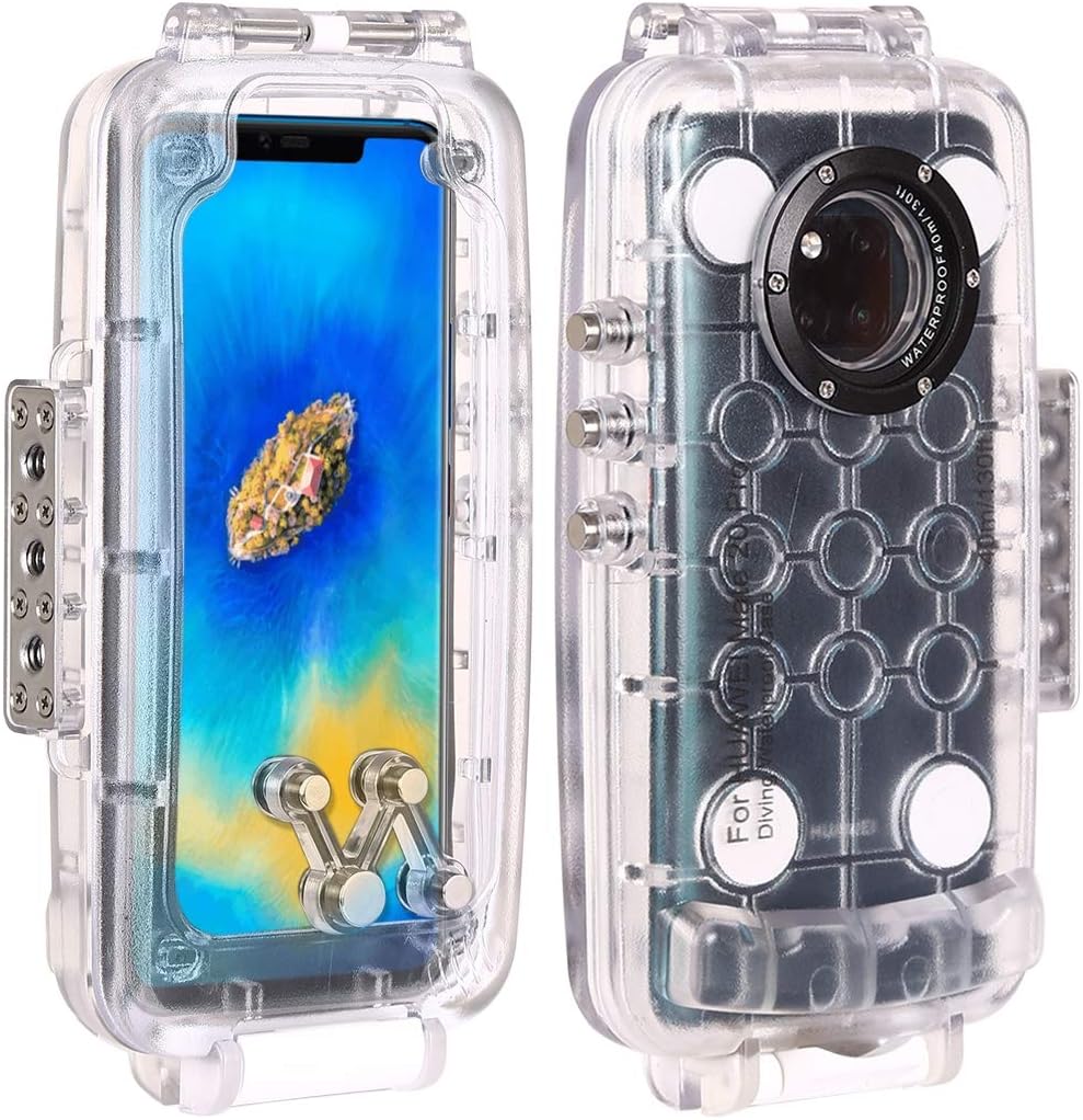 HAWEEL Huawei Mate 20 Pro Underwater Housing Professional [40m/130ft] Diving Case for Diving Surfing Swimming Snorkeling Photo Video with Lanyard (Transparent)