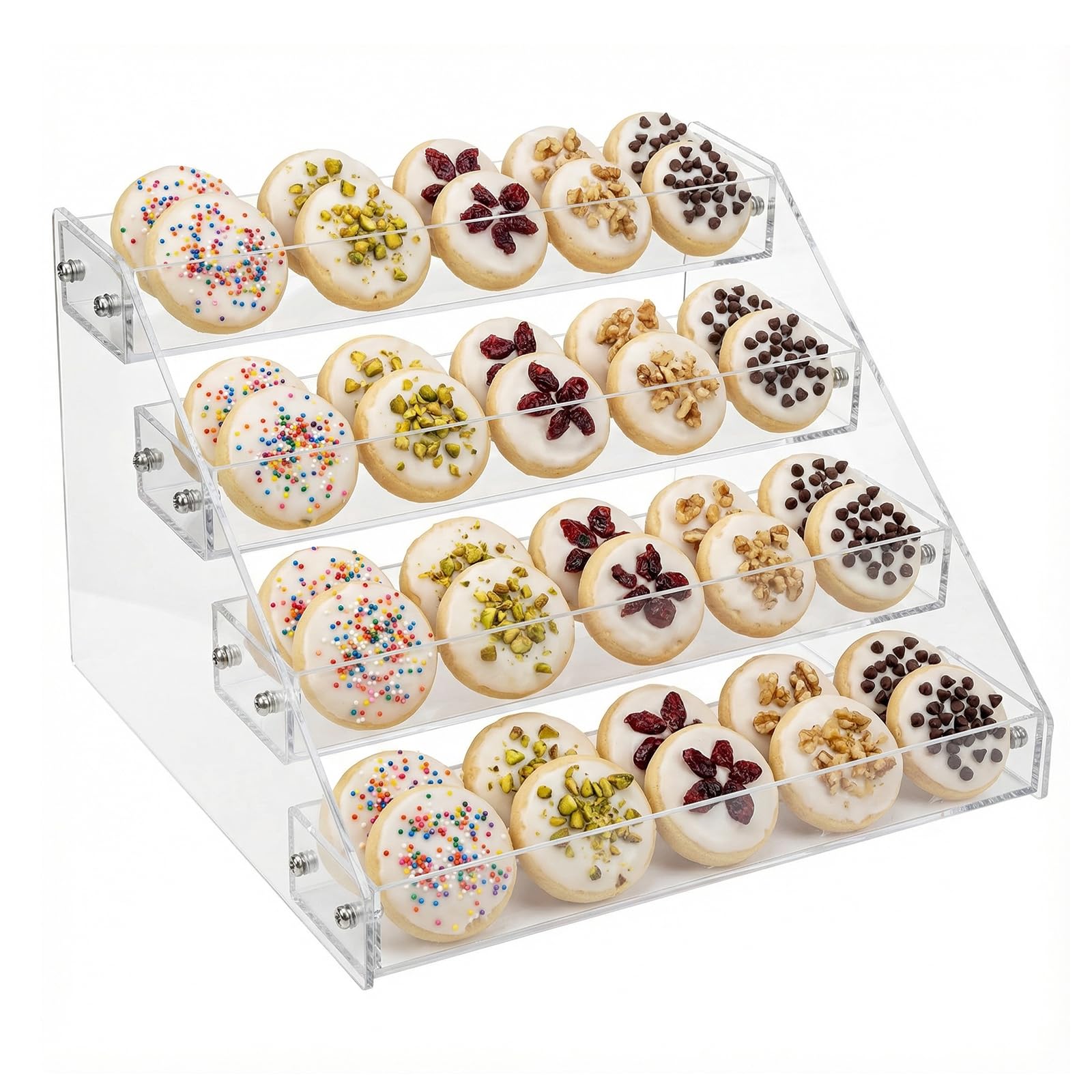 Photo 1 of ** MISSING PARTs**4 Tier Cookie Display Stand for Cookie Display, Suitable for Bakers & Vendors, Parties, Craft Fairs and Market Booths, Clear Acrylic Tiered Cookie Display Stand Applicable to Cupcakes, Dessert Display