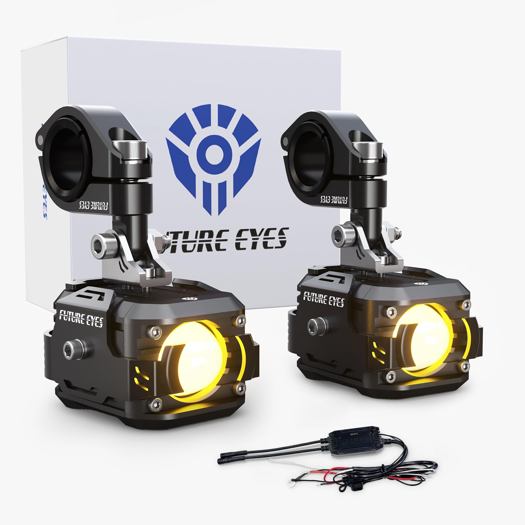 Photo 1 of Future Eyes LED Motorcycle Fog Lights, 360° Adjustable Auxiliary Lights, Waterproof Off-Road Driving Light for Night Riding, Amber/White High & Low Beam, Compatible with Motorcycles, ATVs, and UTVs