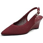 NEWBELLA Women's Wedge Heels - Minimalist Faux Leather Pumps with Back Straps, Comfortable Dress Shoes for Work & Everyday Wear