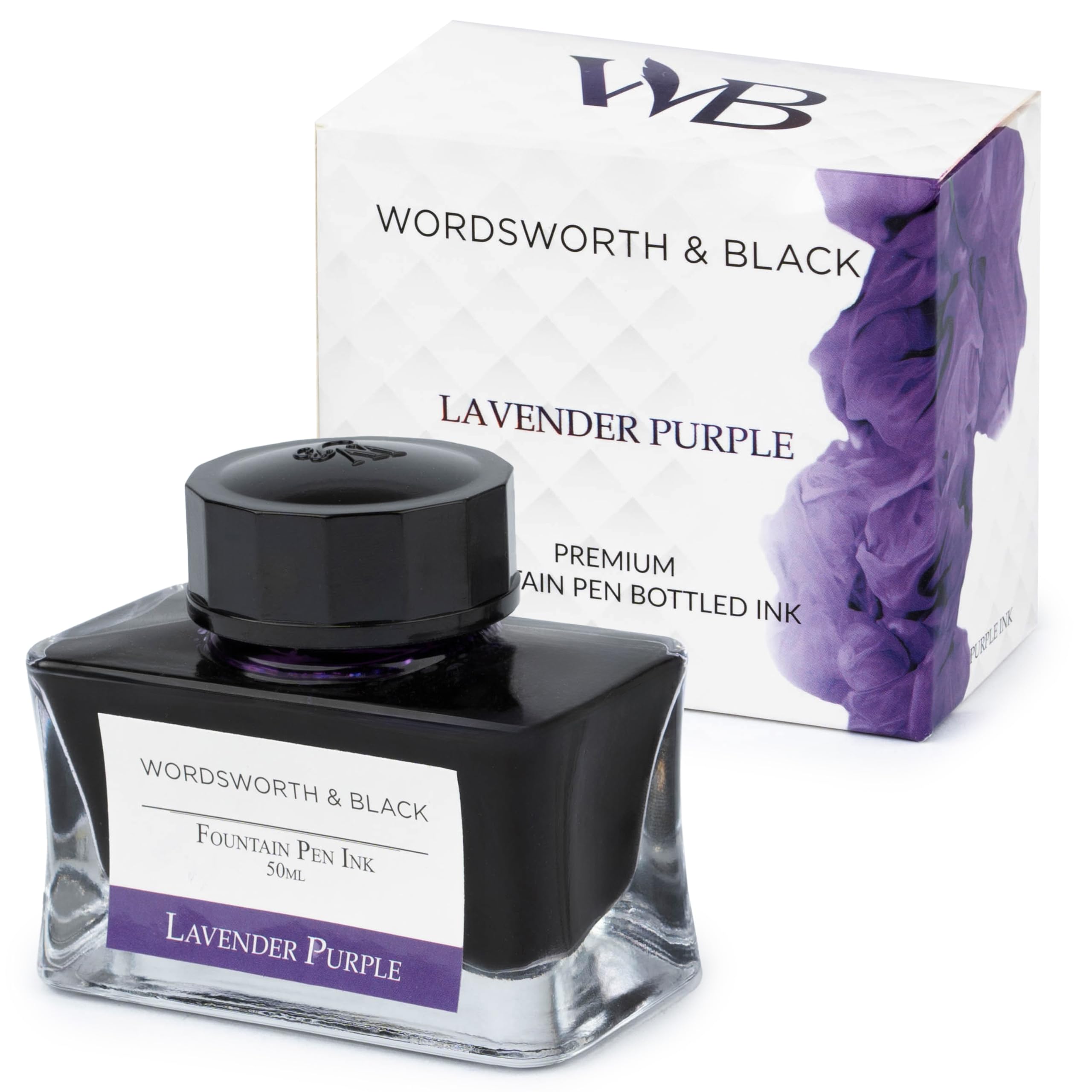 Wordsworth and Black Fountain Pen Ink Bottle (50 ml) Premium Luxury Edition, [Lavender Purple] Fountain Pens Bottled Ink; Classic Designed Bottle Smooth Flow 50 ml