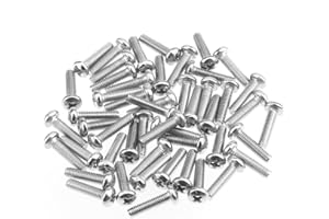 HELIFOUNER 100 Pieces M3 x 12mm, Thread Pitch 0.5mm, 304 Stainless Steel (18-8) Phillips Pan Head Machine Screws, Fully Threaded
