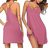 Ekouaer Nightgowns for Women Bamboo Viscose Night Gown Sleeveless Sleep Dress Racerback Spaghetti Strap Chemise Sleepwear