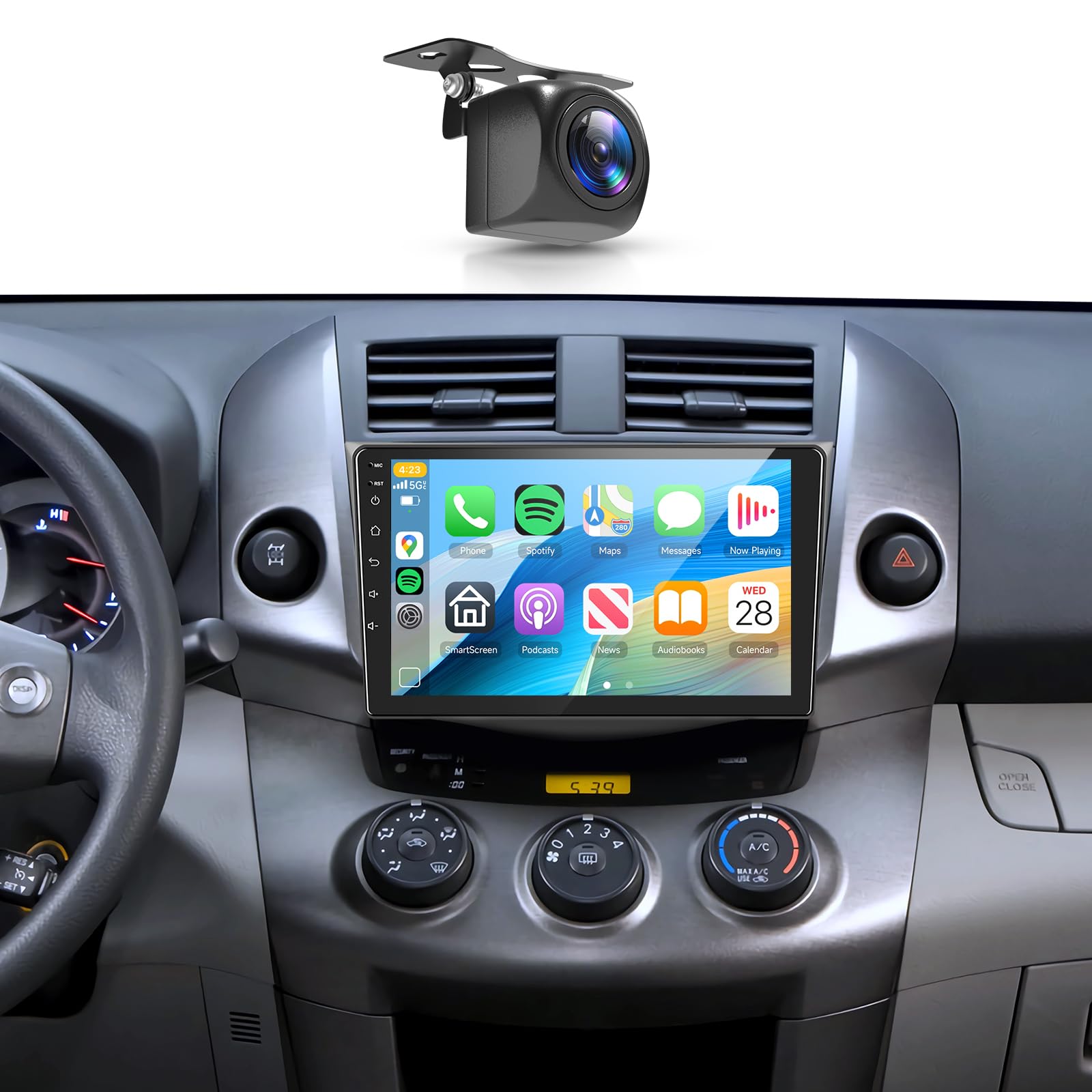 Photo 1 of ?4G+64G? for Toyota RAV4 2006-2012 Android Car Radio Stereo with Wireless CarPlay Android Auto,9 inch IPS Touchscreen Car Stereo Bluetooth5.0, GPS, WiFi, SWC,59UI,32EQ AI DSP + HD Backup Camera