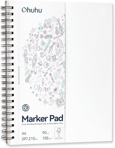 Ohuhu A4 Sketchbook Double-Sided Bleedproof 150GSM 60 Sheets Spiral