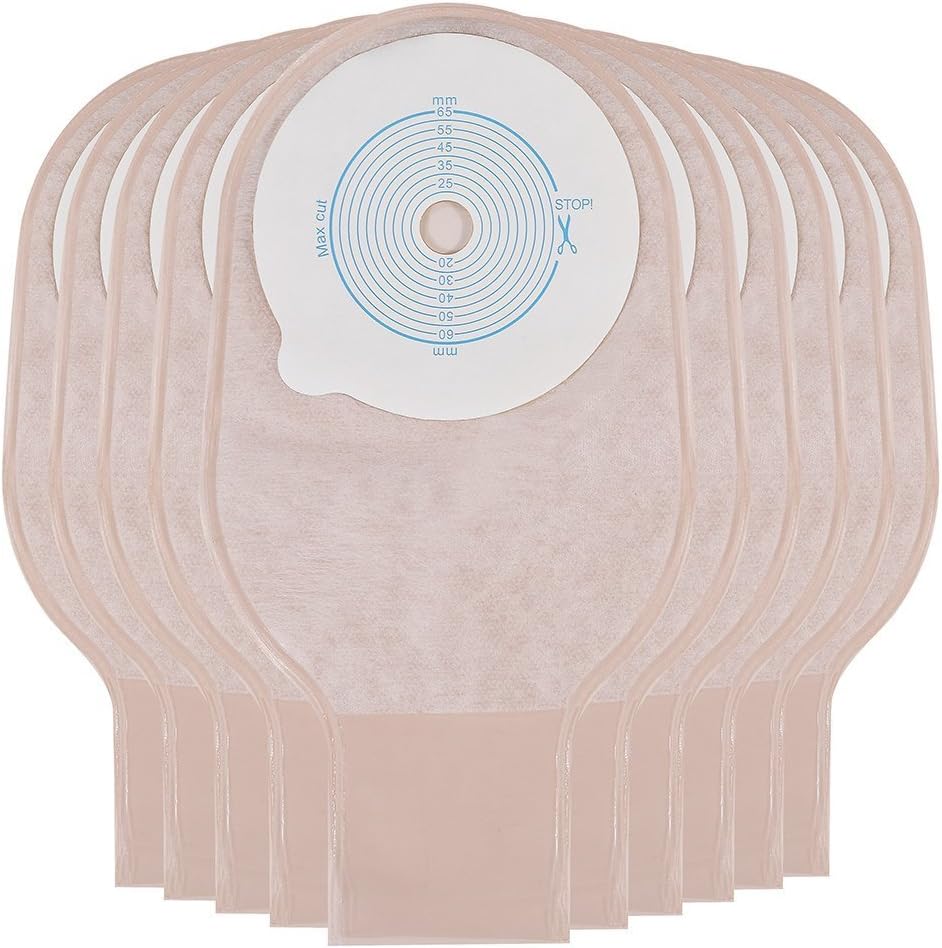 Colostomy Bag One Piece - Jercan A002 Drainable Pouch with Clamps for Ostomy Supplies, Ileostomy Care Including 10 Pieces,1 Ostomy Measure Card, FDA Approved