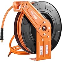 VEVOR Retractable Air Hose Reel, 3/8IN x 100FT Rubber Air Hose Max 300PSI, Air Compressor Hose Reel Auto-Rewind with 5FT Lead