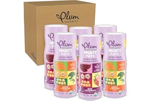 Plum Organics Mighty Puffs Organic Baby Food - Two Flavor Variety Pack - 1.85 oz Canister (Pack of 6) - Ancient Grains and Chickpea Snacks