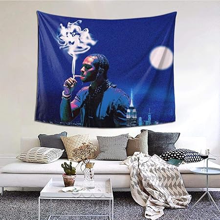 Amazon Co Jp Kingn ポップスモークタペストリー ソフトウォールハンギングラッパータペストリー リビングルーム 寝室 ホームインテリア 60x51インチ Generic