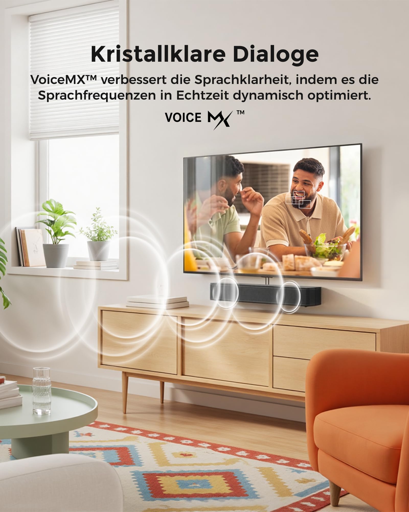 ULTIMEA 2.1 Soundbar für TV Geräte mit integriertem Subwoofer, APP-Steuerung, 132W All-in-One PC Soundbar für Gaming, TV Lautsprecher mit Verstellbarem Bass, Bluetooth® 5.4, Opt/AUX, Poseidon M20 Pro 4