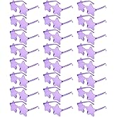 NACHLYNN 24 Pcs Pentagram Glasses Purple Rimless Star Shaped Sunglasses Transparent Sunglasses for Party Costumes Cosplay