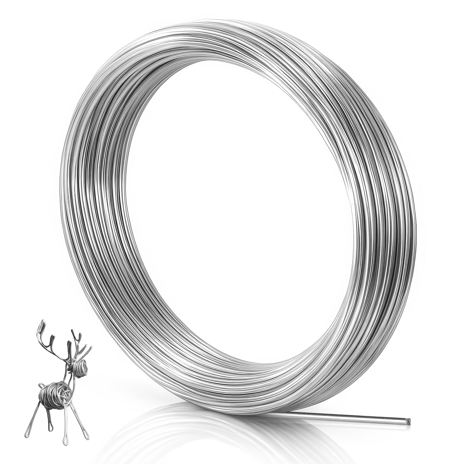 Photo 1 of 3mm Bendable Aluminum Wire, 32.8 Feet Metal Craft Wire for Sculpting, DIY Jewelry Making, Doll Making, Modelling and Bonsai Training (9 Gauge)