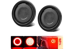WahMOTOTin - 2pcs 4" Round Red 64 LED Smoke Lens for Trailer Truck Brake Turn Signal Tail Lights with Rubber Grommets Waterpr