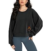 ODODOS Modal Soft Long Sleeve Cropped Sweatshirts for Women Oversized Crew Neck Pullover Crop Top