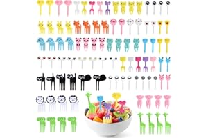 Fidqiog 94 Pcs Food Picks for Kids Lunches, Reusable Animal Plastic Forks for Kids Lunch Accessories, Lovely Cartoon Toddler 