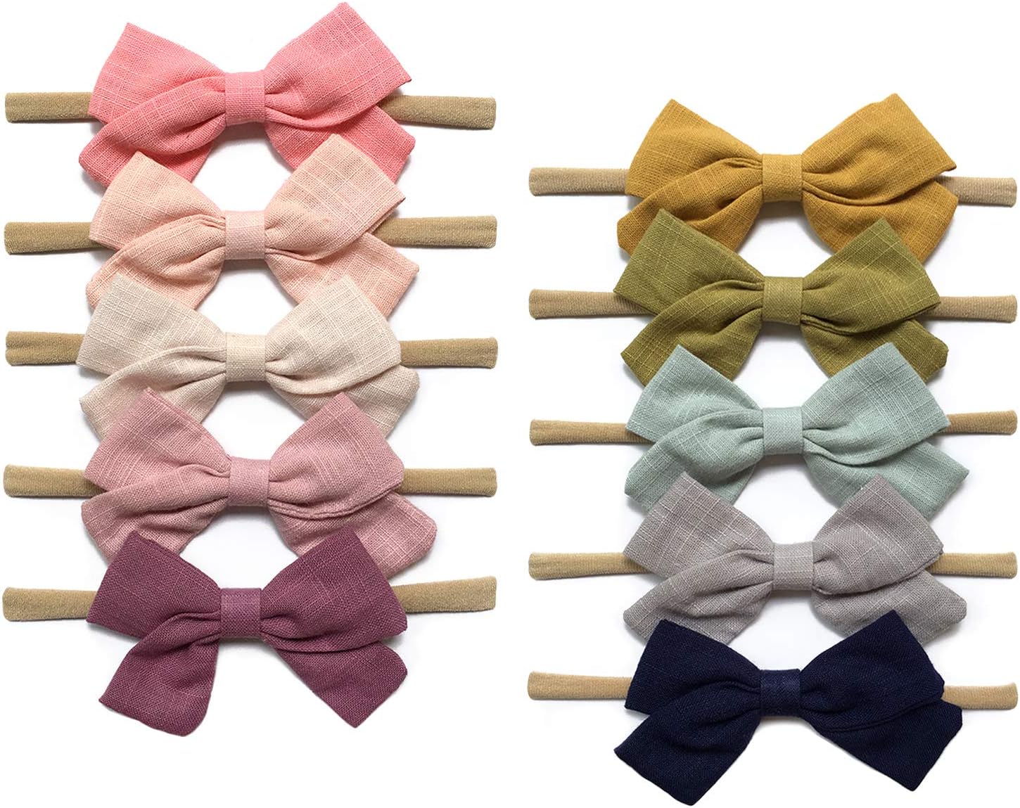 Baby Girl Super Soft Headbands and Linen Bows, Stretchy Nylon Hair bands For Newborn Infant Toddler by Cherssy