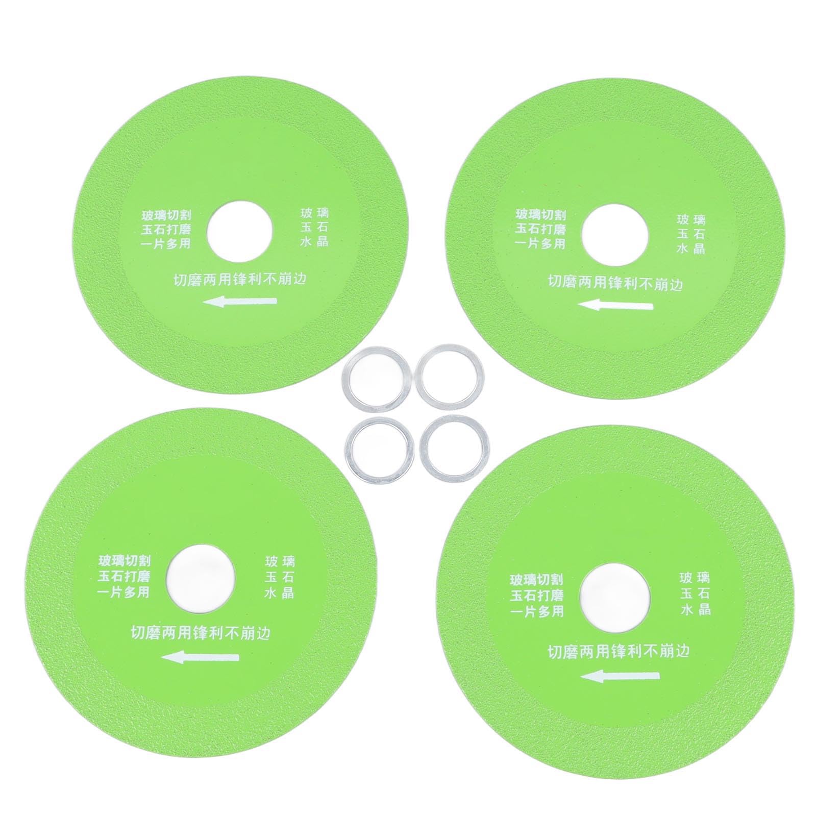 4Pcs High Manganese Steel Cutting Discs 10cm Standard Hole Diameter Ultra Thin Design Saw Blade Wheels for Cutting Glass, Jadestone,Ceramic Tile,Wine Bottle