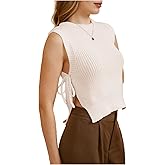 MakeMeChic Women's Tie Side Sweater Vest Tops Split Hem Knitted Sleeveless Crew Neck Tank Fall Top