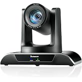 Tenveo HDMI/USB3.0/LAN(PoE) PTZ Camera AI Humanoid &amp; Face Auto-Tracking, AI Gesture Control, 20X Optical Zoom PTZ Camera IP Live Streaming, FHD 1080P 60FPS, for Church Services Worship Live Streaming